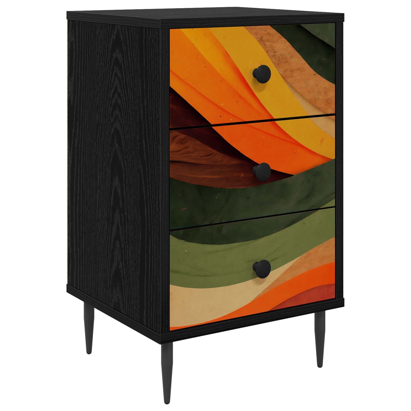 Nachtkastje BONN Zwart eiken 36 x 33 x 61 cm Bewerkt hout