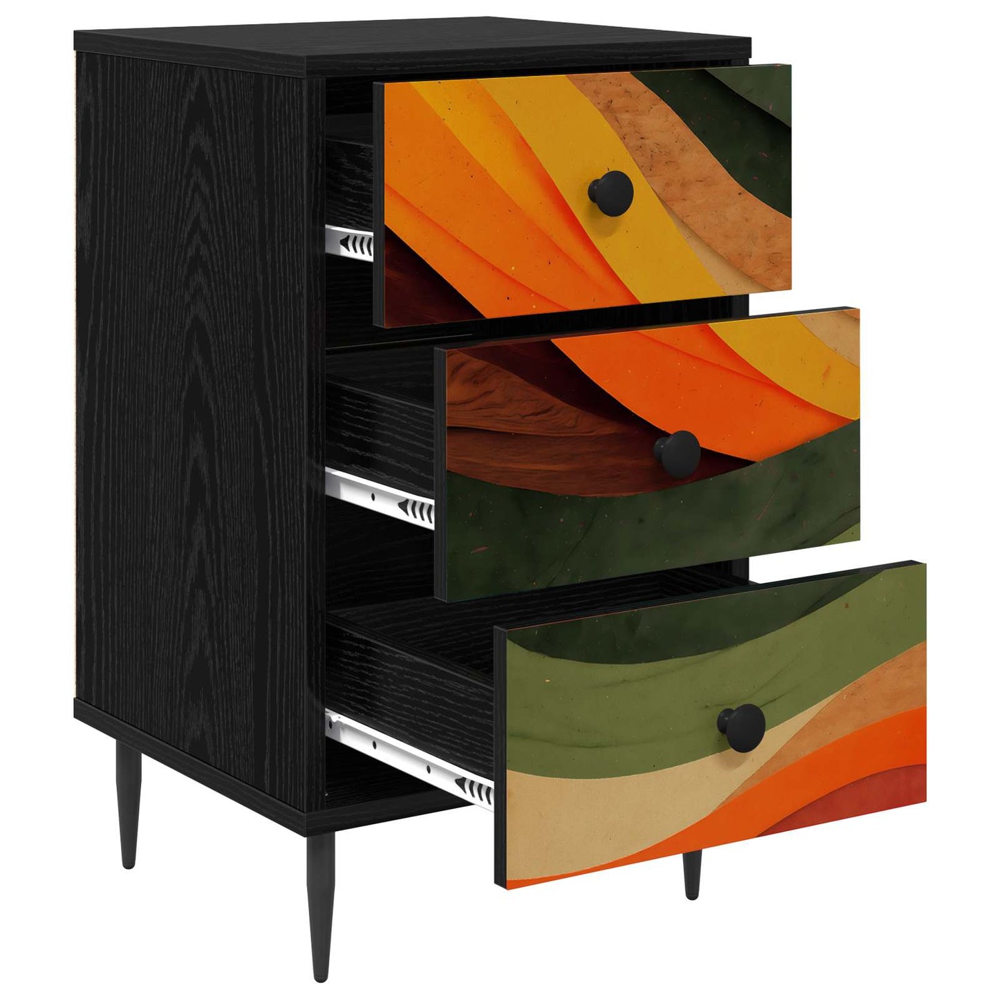 Nachtkastje BONN Zwart eiken 36 x 33 x 61 cm Bewerkt hout