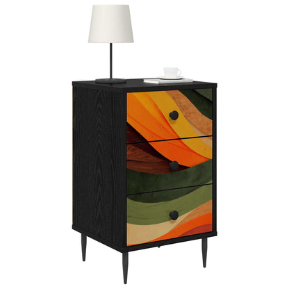 Nachtkastje BONN Zwart eiken 36 x 33 x 61 cm Bewerkt hout