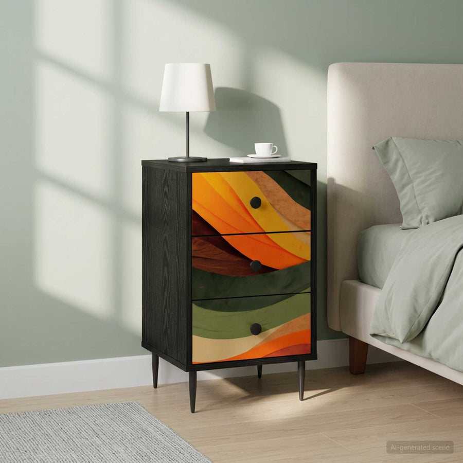 Nachtkastje BONN 2 st Zwart eiken 36 x 33 x 61 cm Bewerkt hout