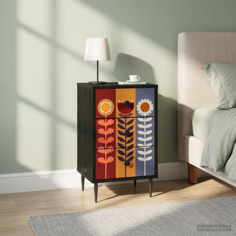 Nachtkastje ESSEN 2 st Zwart eiken 36 x 33 x 61 cm Bewerkt hout