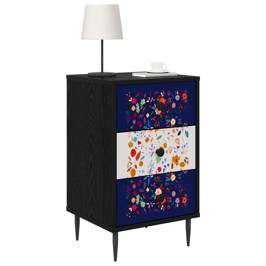 Nachtkastje MAINZ Zwart eiken 36 x 33 x 61 cm Bewerkt hout