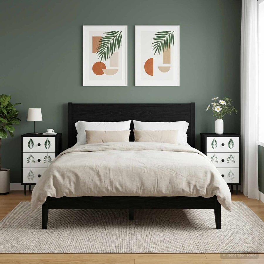 Nachtkastje HANAU 2 st Zwart eiken 36 x 33 x 61 cm Bewerkt hout