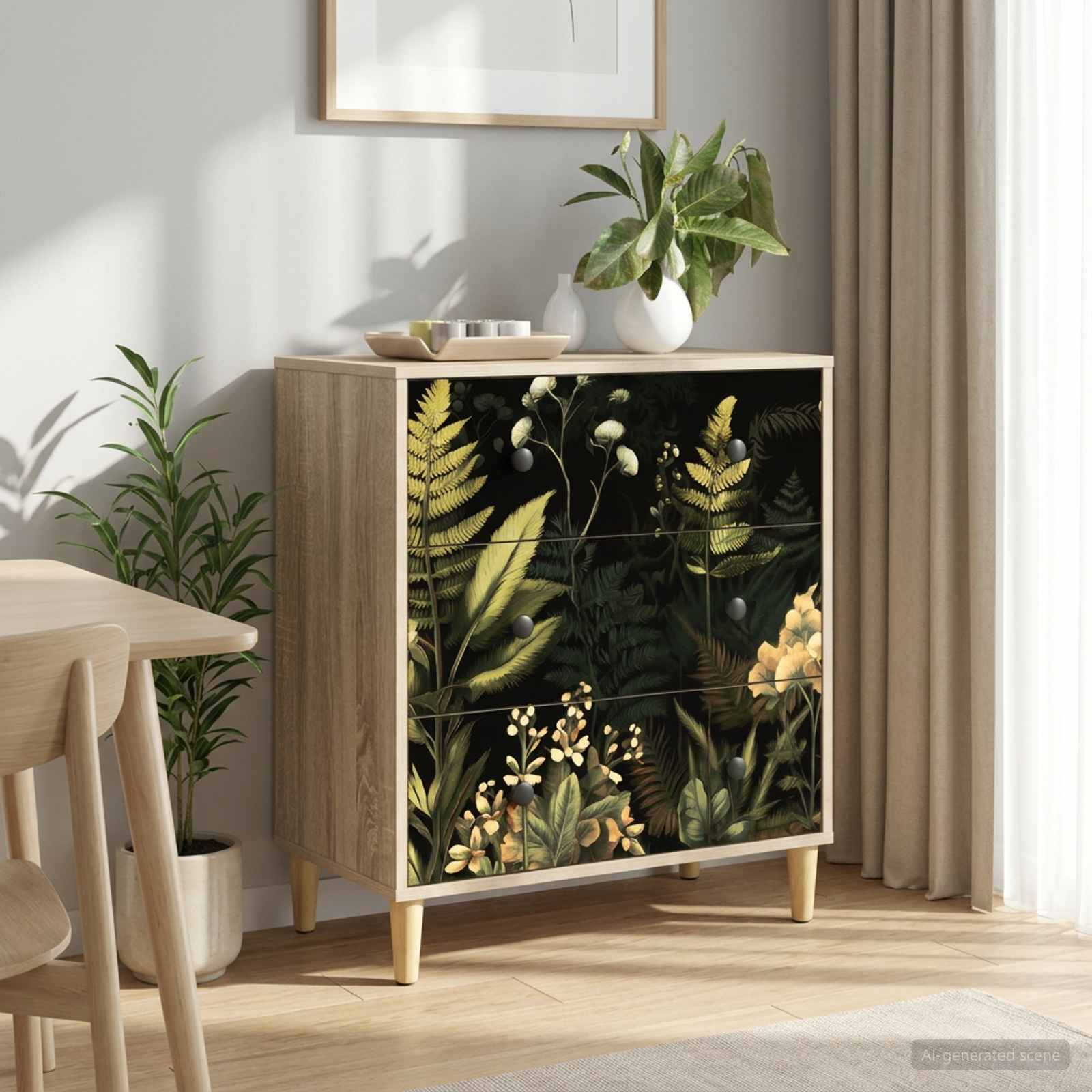 Ladekast RHENEN Tropisch junglemotief 66 x 36,5 x 75 cm Sonoma