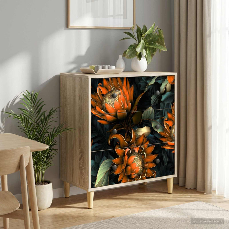 Ladekast LOCHEM Oranje print 66 x 36,5 x 75 cm Bewerkt hout