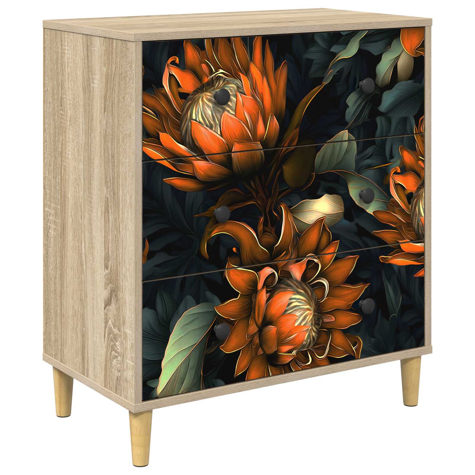 Ladekast LOCHEM Oranje print 66 x 36,5 x 75 cm Bewerkt hout