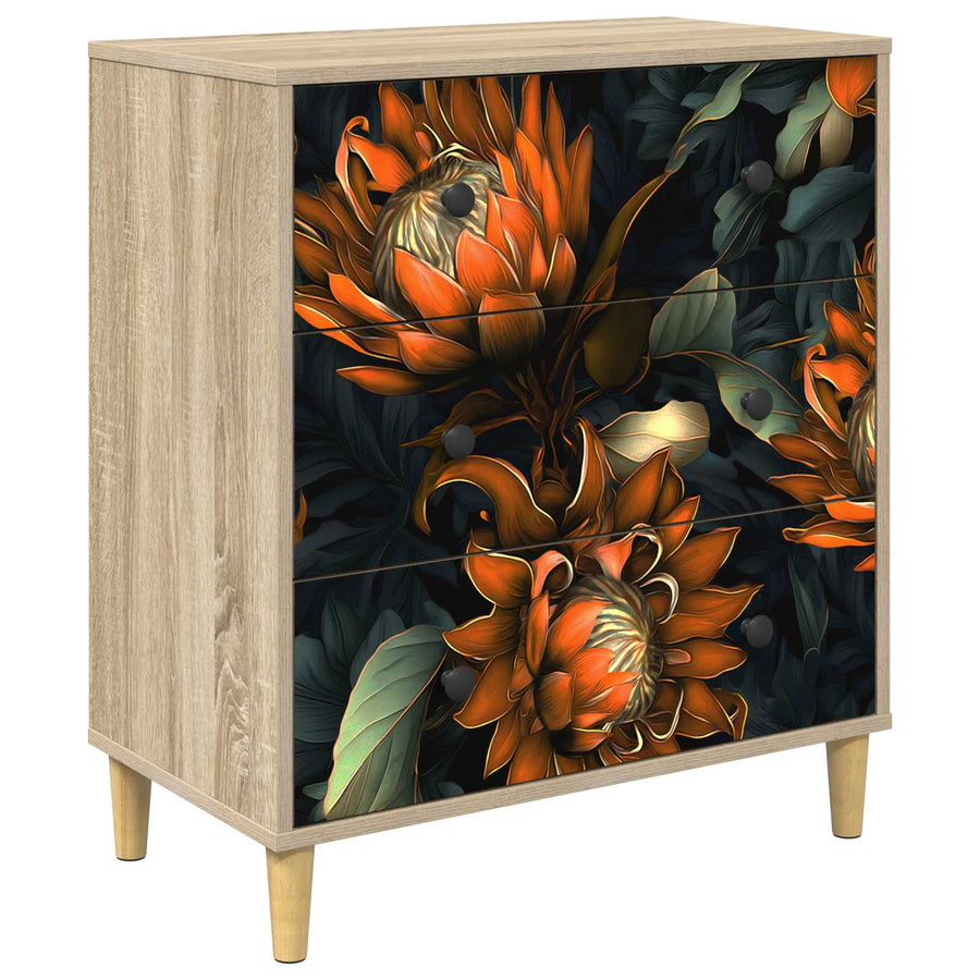 Ladekast LOCHEM Oranje print 66 x 36,5 x 75 cm Bewerkt hout