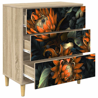 Ladekast LOCHEM Oranje print 66 x 36,5 x 75 cm Bewerkt hout