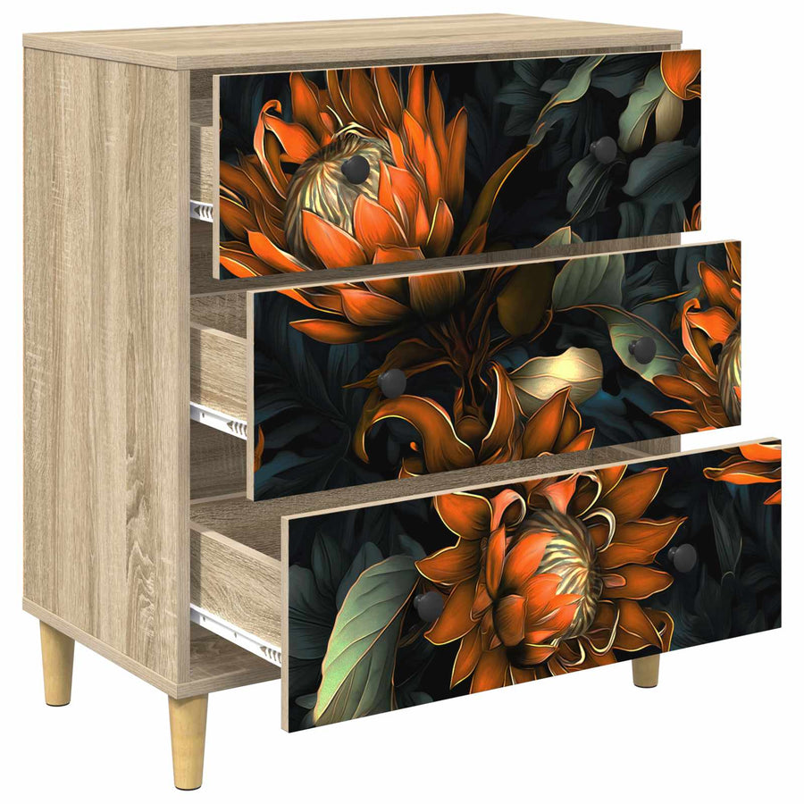 Ladekast LOCHEM Oranje print 66 x 36,5 x 75 cm Bewerkt hout