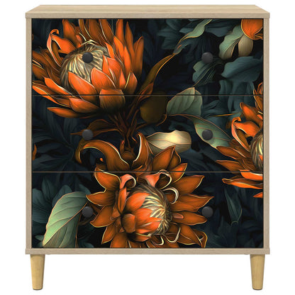 Ladekast LOCHEM Oranje print 66 x 36,5 x 75 cm Bewerkt hout