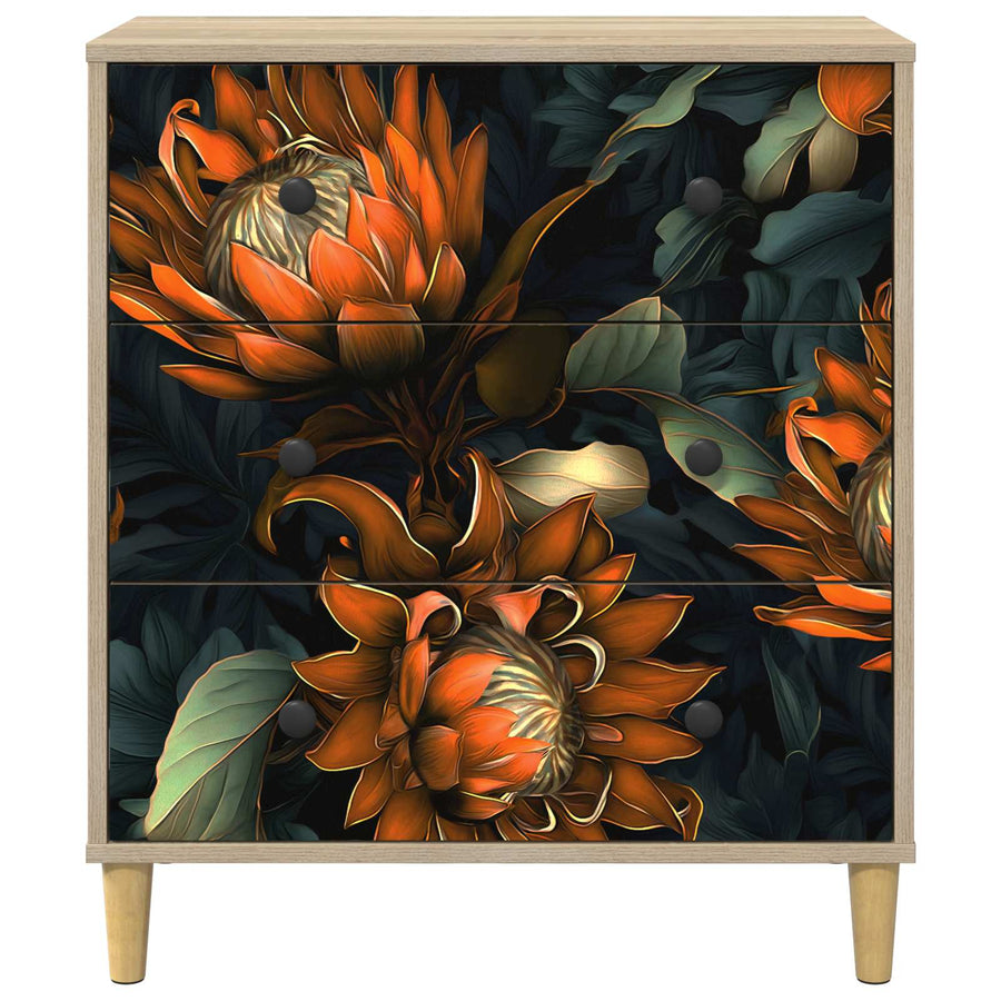 Ladekast LOCHEM Oranje print 66 x 36,5 x 75 cm Bewerkt hout