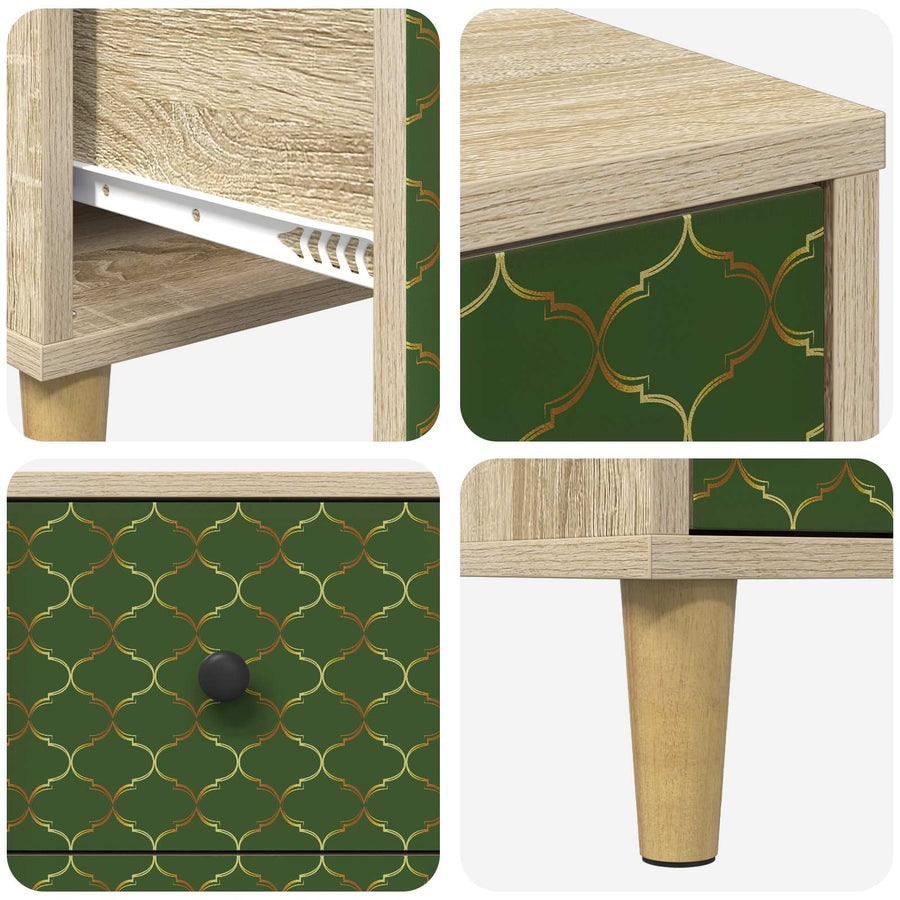 Ladekast GELEEN Groen geometrisch patroon 66 x 36,5 x 75 cm