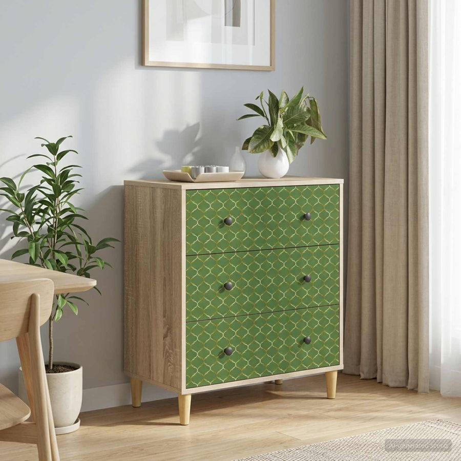 Ladekast GELEEN Groen geometrisch patroon 66 x 36,5 x 75 cm