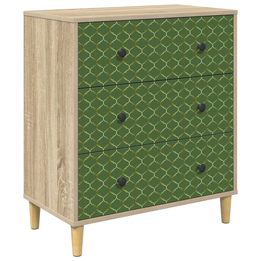 Ladekast GELEEN Groen geometrisch patroon 66 x 36,5 x 75 cm