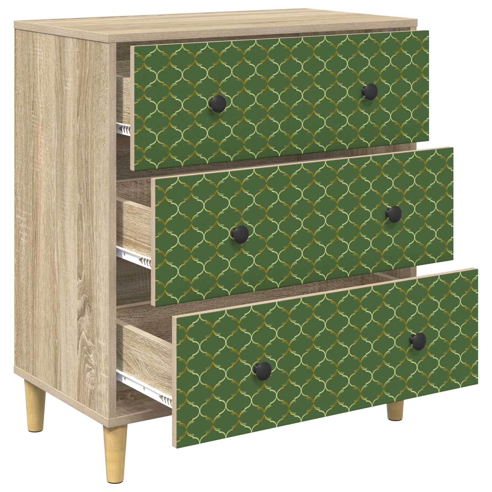 Ladekast GELEEN Groen geometrisch patroon 66 x 36,5 x 75 cm