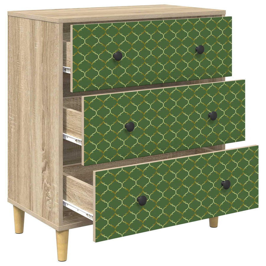 Ladekast GELEEN Groen geometrisch patroon 66 x 36,5 x 75 cm
