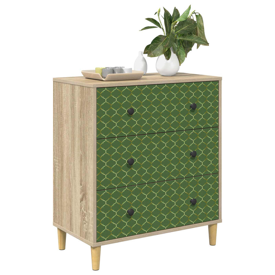 Ladekast GELEEN Groen geometrisch patroon 66 x 36,5 x 75 cm