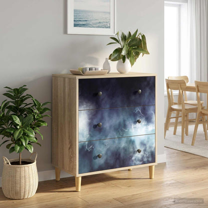 Ladekast RAALTE Blauwe marmerprint 66 x 36,5 x 75 cm Sonoma