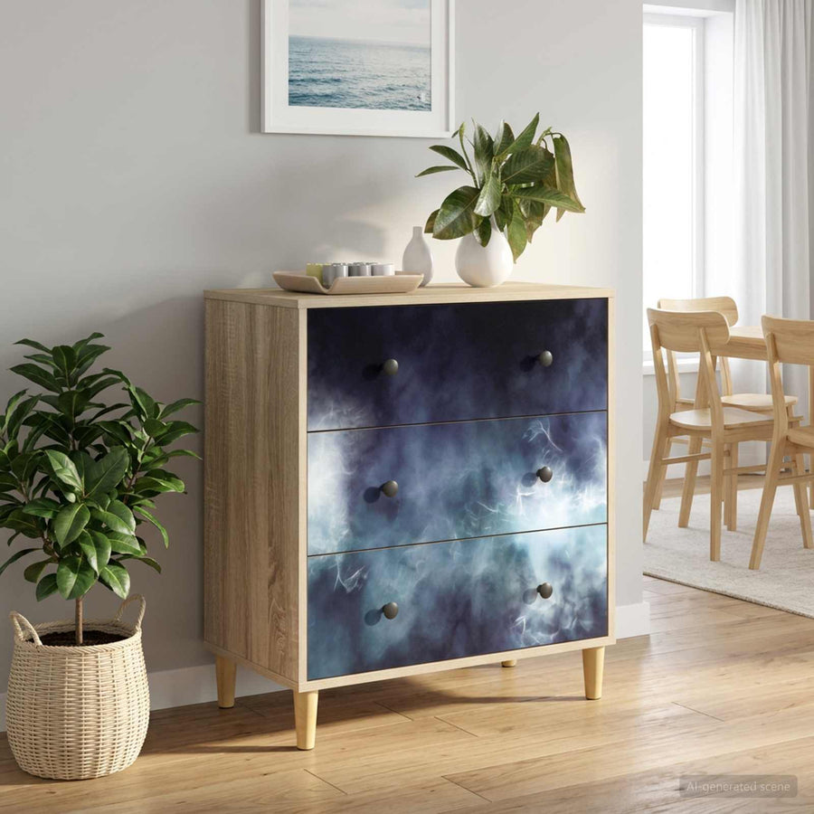 Ladekast RAALTE Blauwe marmerprint 66 x 36,5 x 75 cm Sonoma
