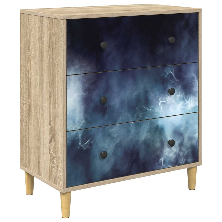 Ladekast RAALTE Blauwe marmerprint 66 x 36,5 x 75 cm Sonoma