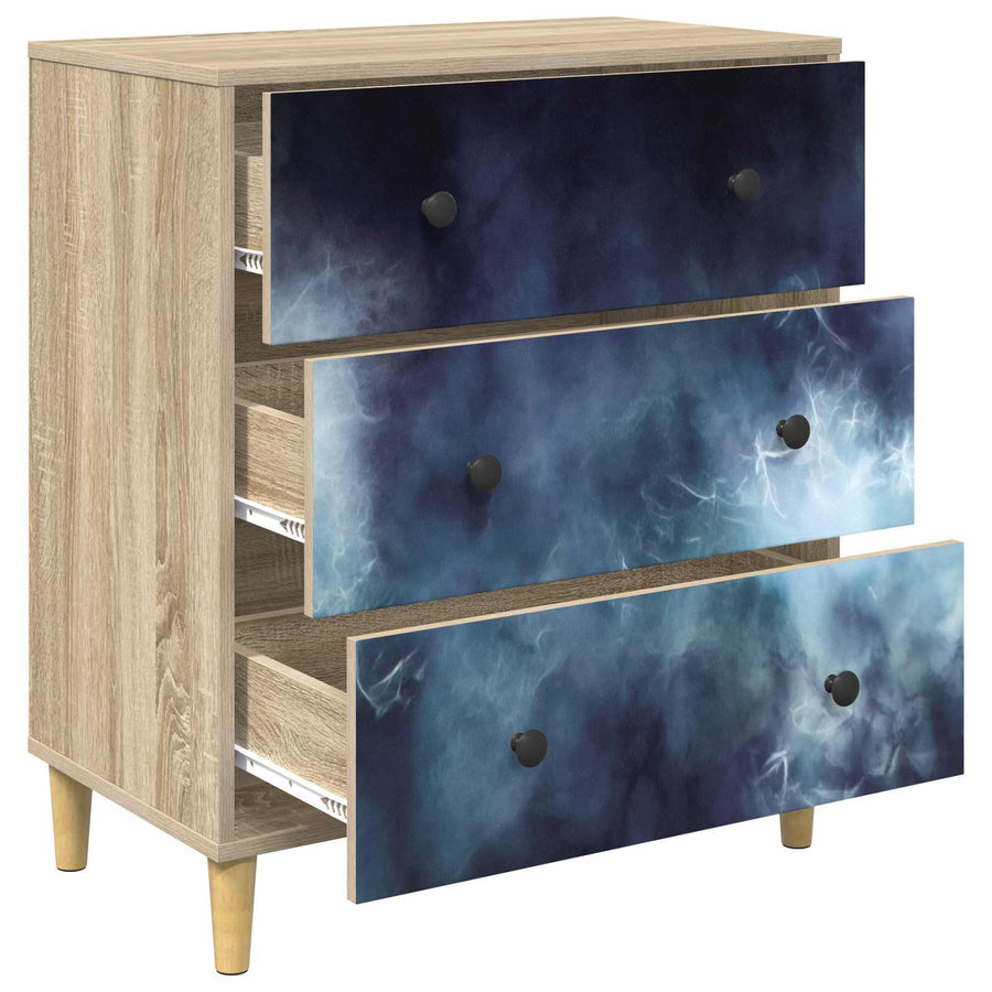 Ladekast RAALTE Blauwe marmerprint 66 x 36,5 x 75 cm Sonoma
