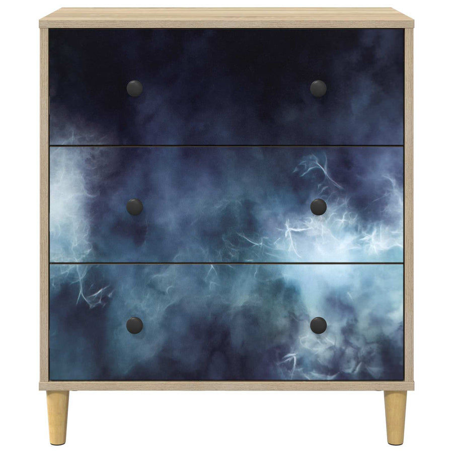 Ladekast RAALTE Blauwe marmerprint 66 x 36,5 x 75 cm Sonoma