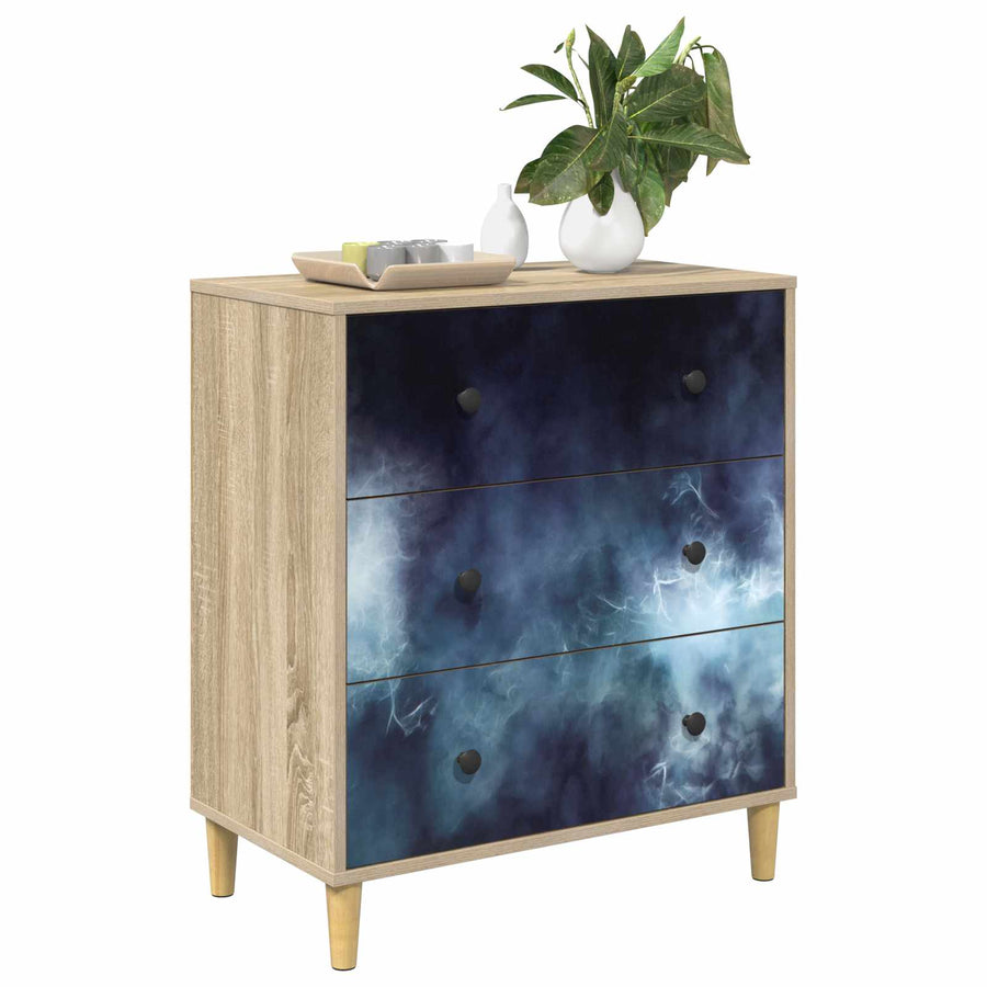 Ladekast RAALTE Blauwe marmerprint 66 x 36,5 x 75 cm Sonoma