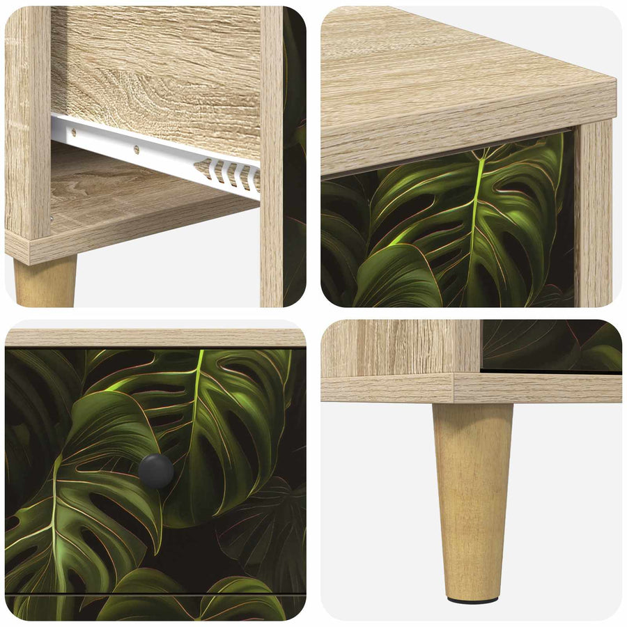 Ladekast ELBURG Palmbladprint 66 x 36,5 x 75 cm Bewerkt hout