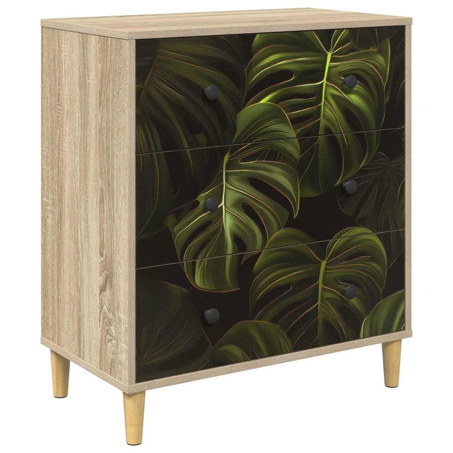 Ladekast ELBURG Palmbladprint 66 x 36,5 x 75 cm Bewerkt hout