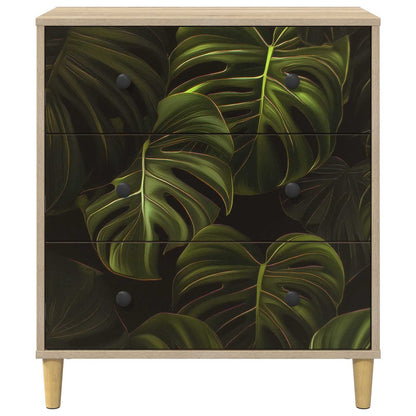 Ladekast ELBURG Palmbladprint 66 x 36,5 x 75 cm Bewerkt hout