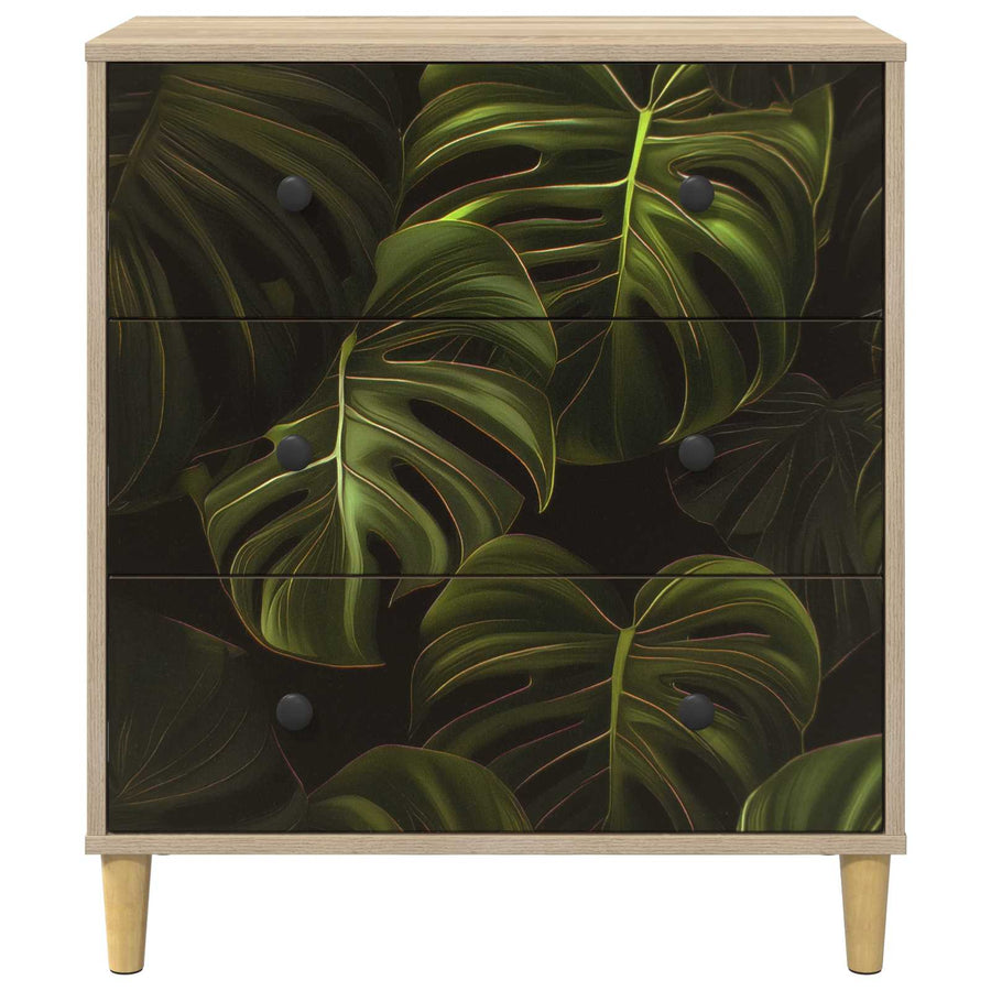 Ladekast ELBURG Palmbladprint 66 x 36,5 x 75 cm Bewerkt hout