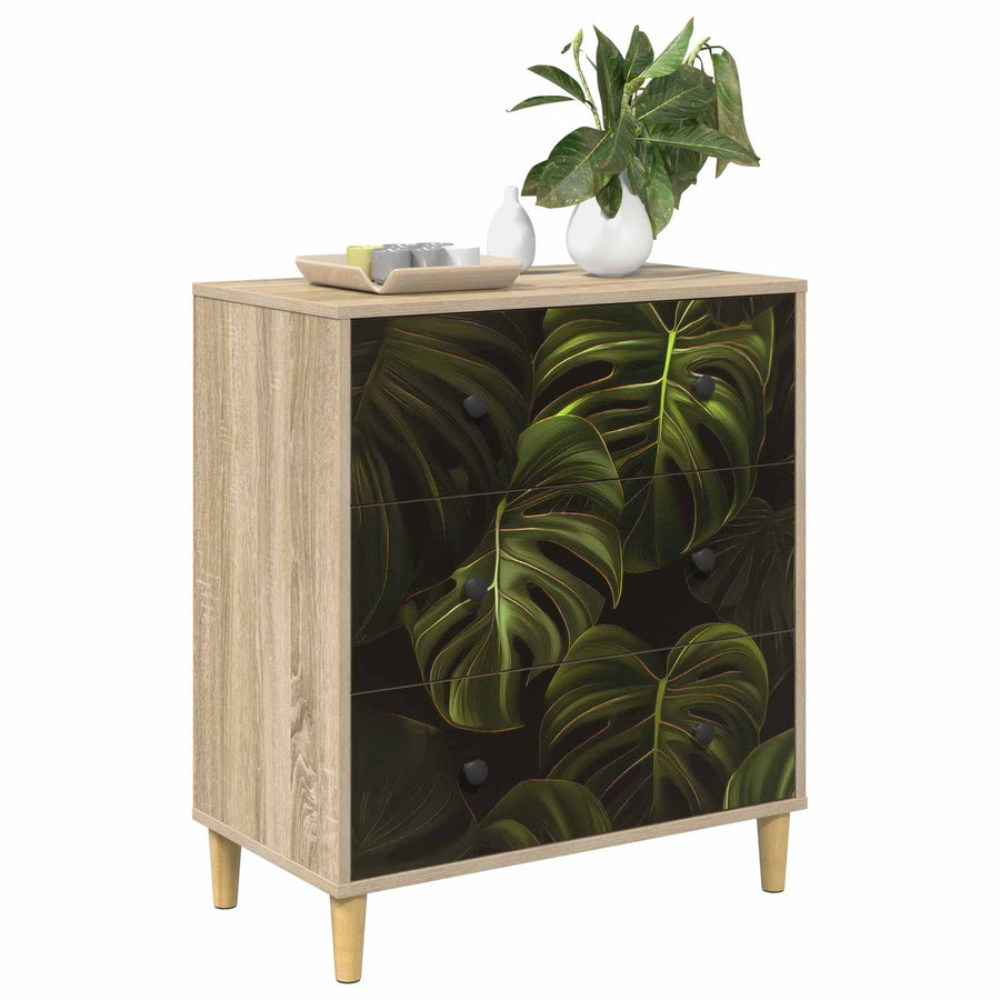 Ladekast ELBURG Palmbladprint 66 x 36,5 x 75 cm Bewerkt hout