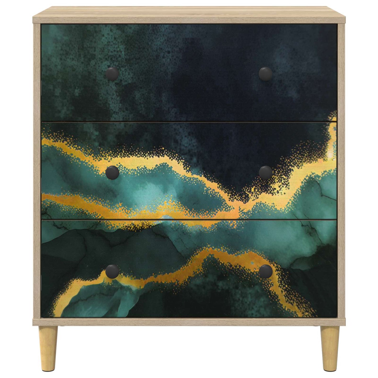 Ladekast WIJHE Teal marmerprint 66 x 36,5 x 75 cm Bewerkt hout