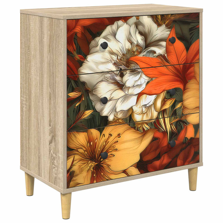 Ladekast GENNEP Lelieprint 66 x 36,5 x 75 cm Bewerkt hout