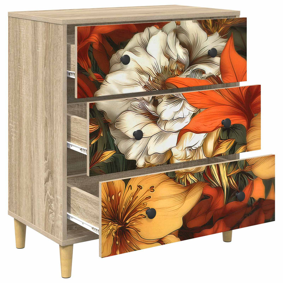 Ladekast GENNEP Lelieprint 66 x 36,5 x 75 cm Bewerkt hout