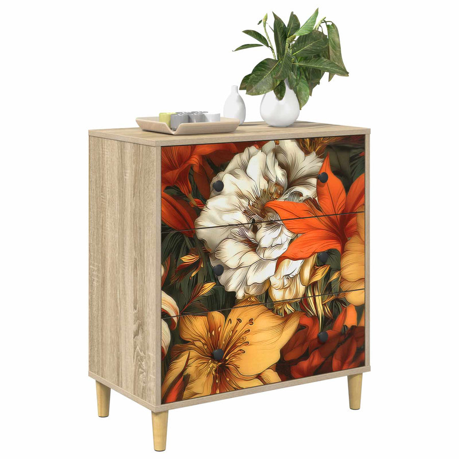 Ladekast GENNEP Lelieprint 66 x 36,5 x 75 cm Bewerkt hout