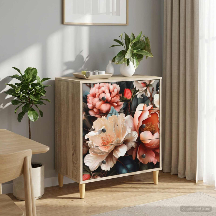 Ladekast BORNE Licht pioenroosprint 66 x 36,5 x 75 cm Sonoma