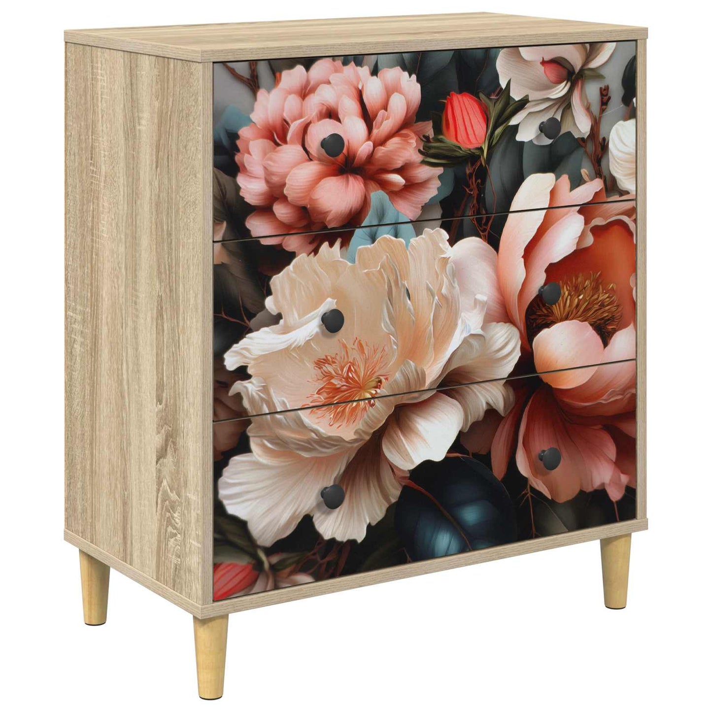 Ladekast BORNE Licht pioenroosprint 66 x 36,5 x 75 cm Sonoma