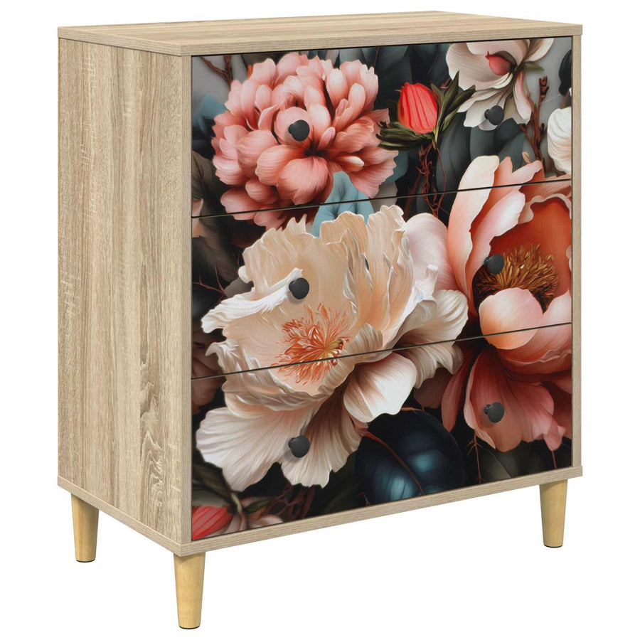 Ladekast BORNE Licht pioenroosprint 66 x 36,5 x 75 cm Sonoma