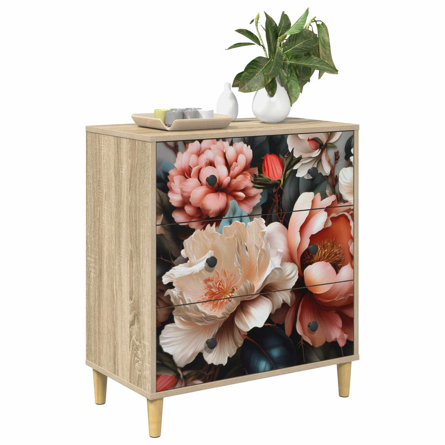 Ladekast BORNE Licht pioenroosprint 66 x 36,5 x 75 cm Sonoma