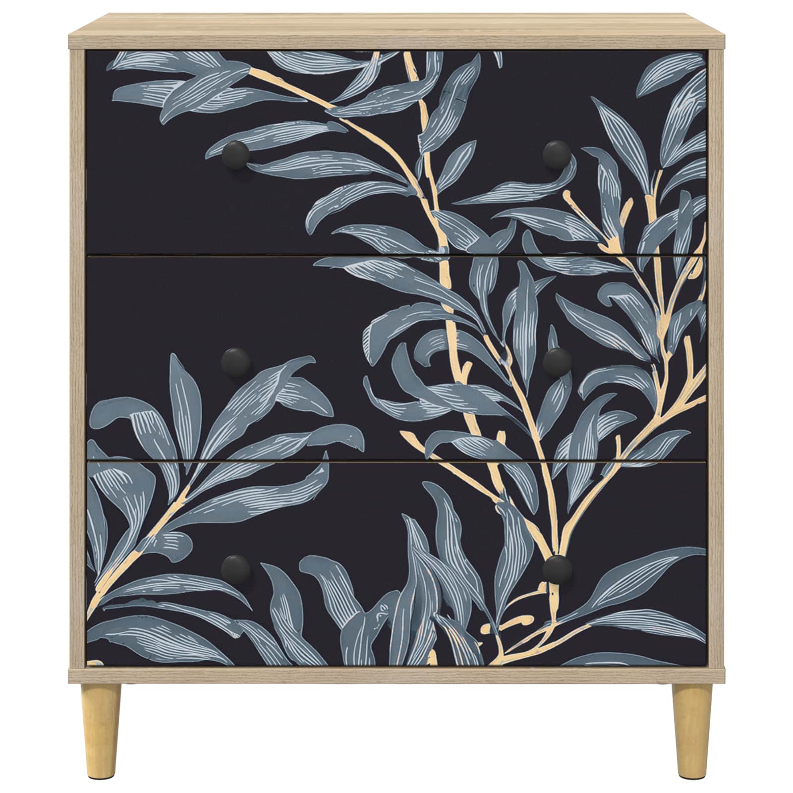 Ladekast DOKKUM Blauw varenmotief 66 x 36,5 x 75 cm Sonoma