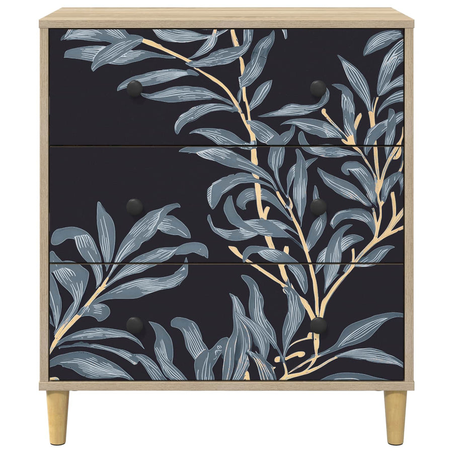 Ladekast DOKKUM Blauw varenmotief 66 x 36,5 x 75 cm Sonoma