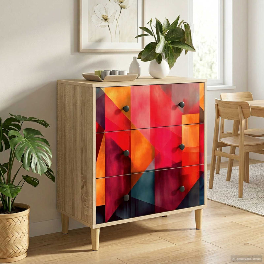 Ladekast HEESCH Kleurblokprint 66 x 36,5 x 75 cm Bewerkt hout