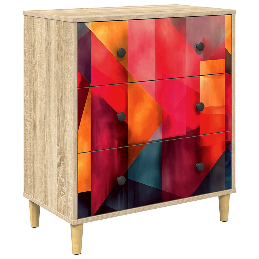 Ladekast HEESCH Kleurblokprint 66 x 36,5 x 75 cm Bewerkt hout