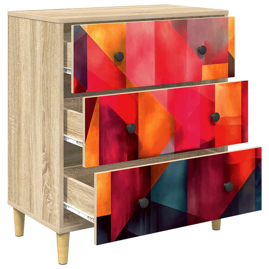 Ladekast HEESCH Kleurblokprint 66 x 36,5 x 75 cm Bewerkt hout
