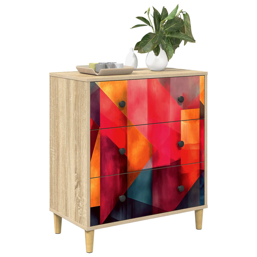 Ladekast HEESCH Kleurblokprint 66 x 36,5 x 75 cm Bewerkt hout