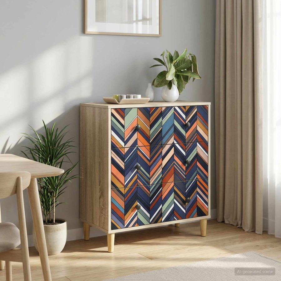 Ladekast OMMEN Geometrische print 66 x 36,5 x 75 cm Sonoma
