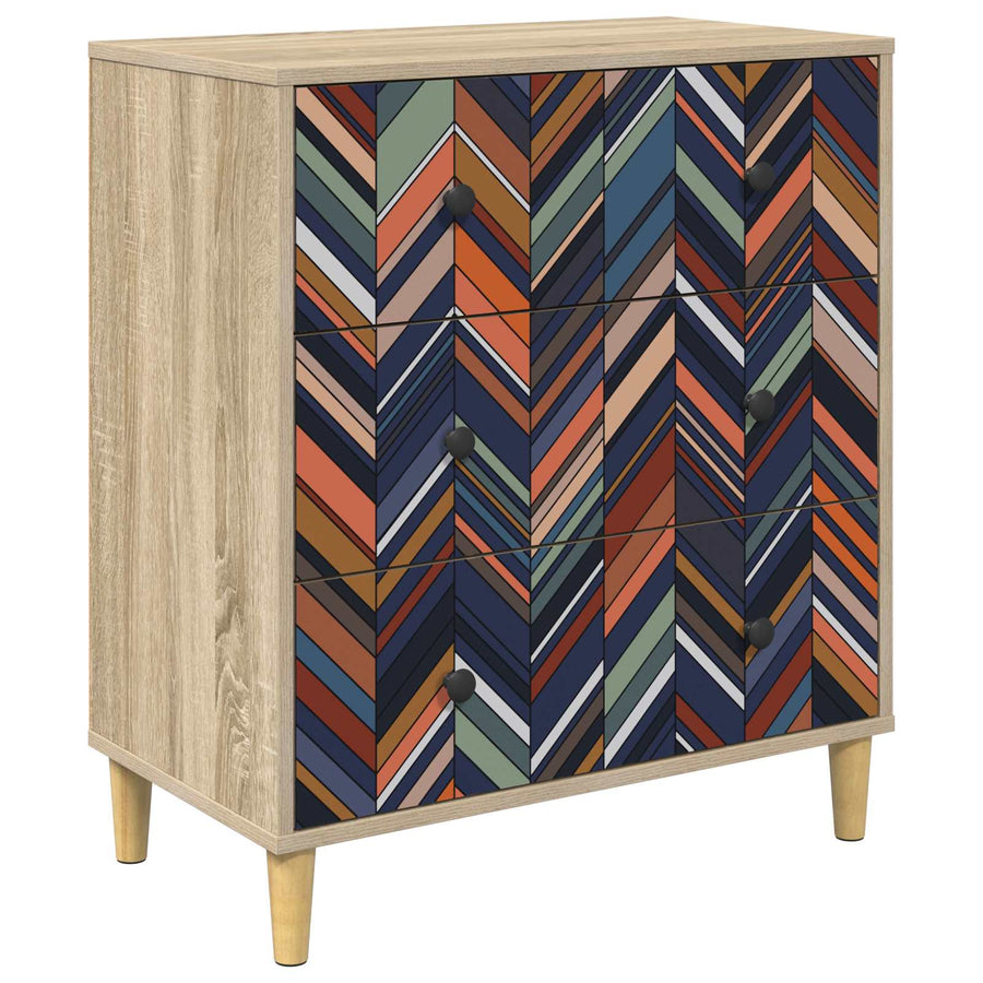 Ladekast OMMEN Geometrische print 66 x 36,5 x 75 cm Sonoma