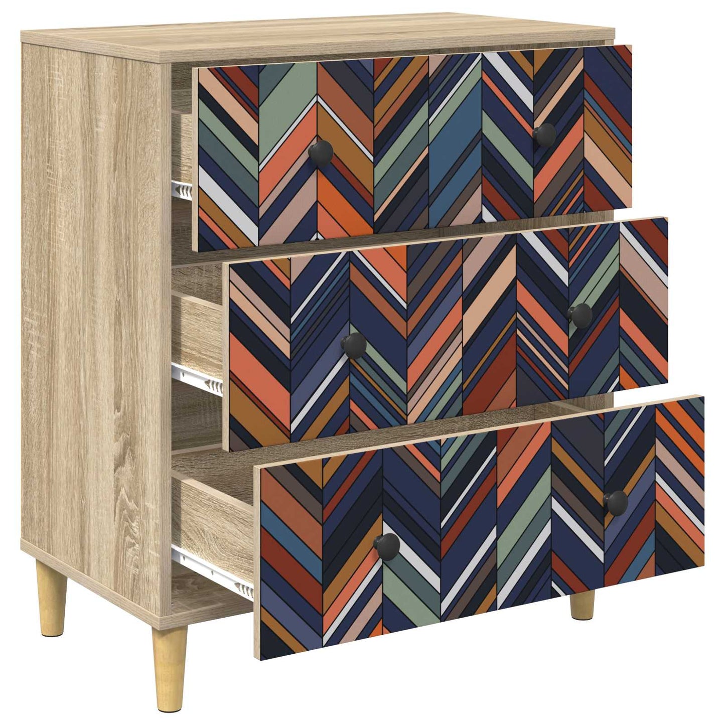Ladekast OMMEN Geometrische print 66 x 36,5 x 75 cm Sonoma