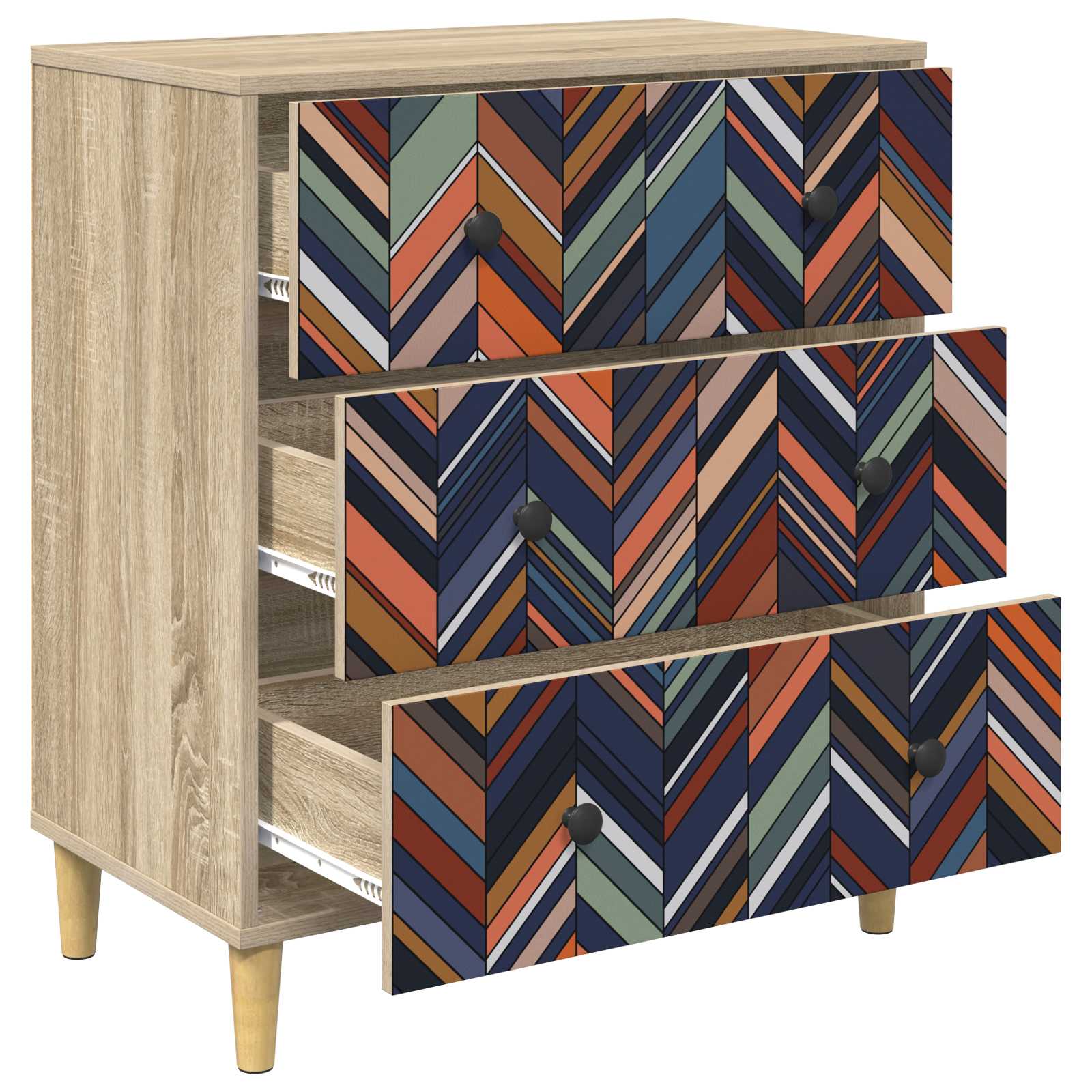 Ladekast OMMEN Geometrische print 66 x 36,5 x 75 cm Sonoma